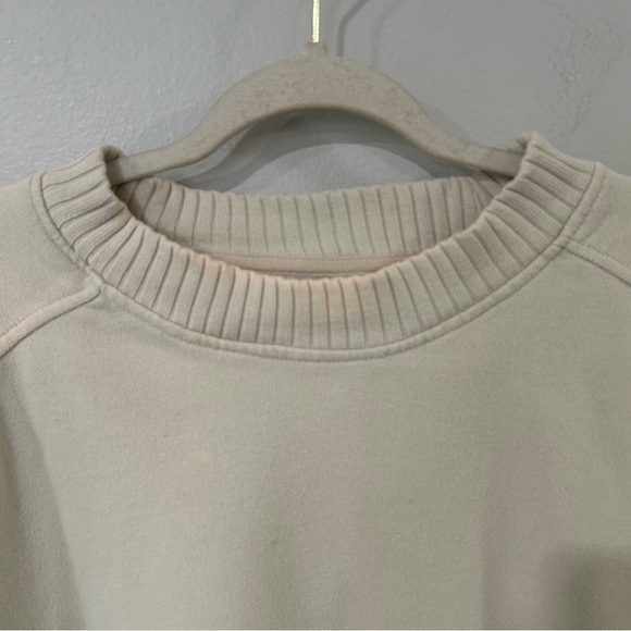 Aerie Pleated Sleeve Crewneck Cream Oversized Boxy Cheer Sweatshirt Size Large - Picture 5 of 10